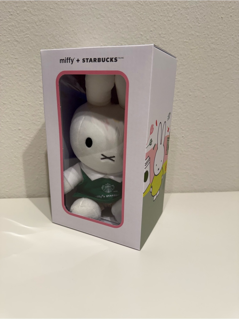 miffy x Starbucks White Plush Bunny in Green Apron Collectible